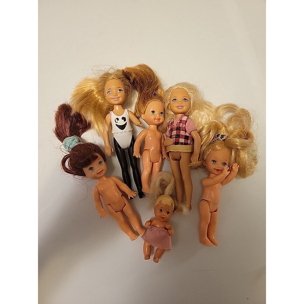 6 -Barbie Little Sister Baby Lot Kelly Krissy Chelsea 1994 1973 2010 Blonde Red
